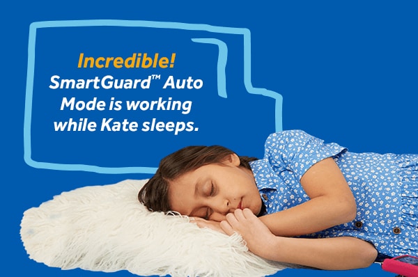 Insulin automation on the MiniMed™ 770G system Image of a child sleeping while wearing the MiniMed™ 770G system