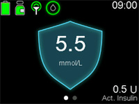 blue shield on the home screen of your pump